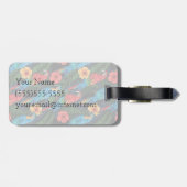 名前をカスタムするのコンゴウインコおよびハイビスカスパターン ラゲッジタグ (裏面横)