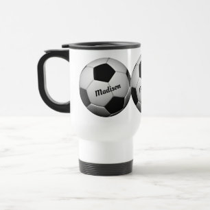 名前をカスタムするのサッカーボールのマグ トラベルマグ