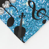 名前をカスタムするのスカイブルーのグリッターのバイオリン音楽ノート フリースブランケット (角)