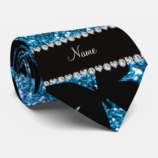 名前をカスタムするのスカイブルーのグリッターの蝶 ネクタイ (ロール)