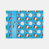 名前をカスタムするのスカイブルーのバレーボールのクリスマスパターン フリースブランケット (正面(横))