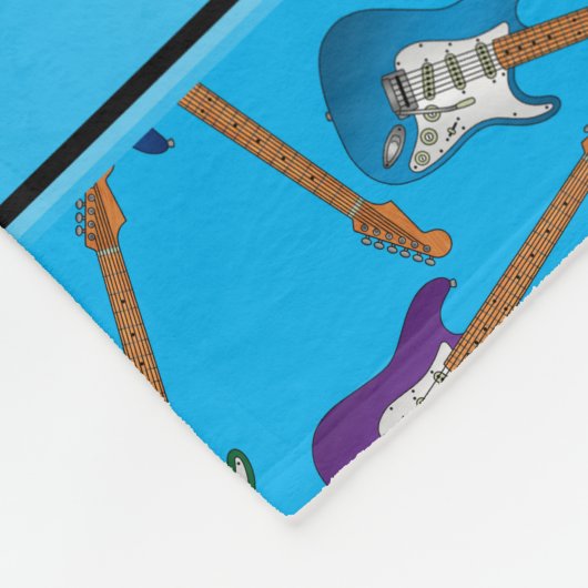 名前をカスタムするのスカイブルーの多彩なエレキギター フリースブランケット (角)