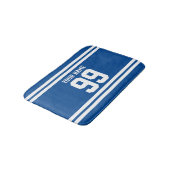 名前をカスタムするのストライプのな青いフットボールのjersey数 バスマット (アングル)