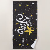 名前をカスタムするのスーパースターのビーチタオル ビーチタオル (正面)