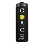 名前をカスタムするのソフトボールのコーチの黒 タンブラー (正面)