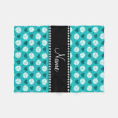 名前をカスタムするのターコイズのバレーボールおよびハート フリースブランケット (正面(横))