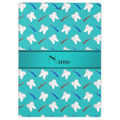 名前をカスタムするのターコイズのブラシおよび歯パターン クリップボード (裏面)