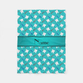 名前をカスタムするのターコイズのブラシおよび歯パターン フリースブランケット (正面)
