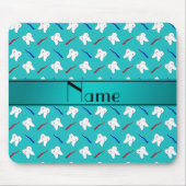 名前をカスタムするのターコイズのブラシおよび歯パターン マウスパッド (正面)