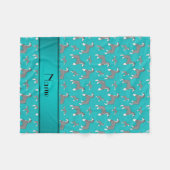 名前をカスタムするのターコイズのミニチュア・シュナウツァー犬 フリースブランケット (正面(横))