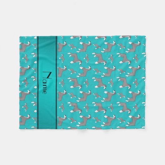 名前をカスタムするのターコイズのミニチュア・シュナウツァー犬 フリースブランケット (正面(横))
