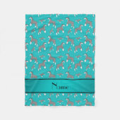 名前をカスタムするのターコイズのミニチュア・シュナウツァー犬 フリースブランケット (正面)