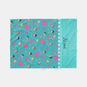 名前をカスタムするのターコイズの女の子の体育専門家のハートの星 フリースブランケット (正面(横))