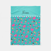 名前をカスタムするのターコイズの女の子の体育専門家のハートの星 フリースブランケット (正面)