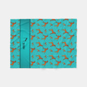 名前をカスタムするのターコイズのRhodesianのridgeback犬 フリースブランケット (正面(横))