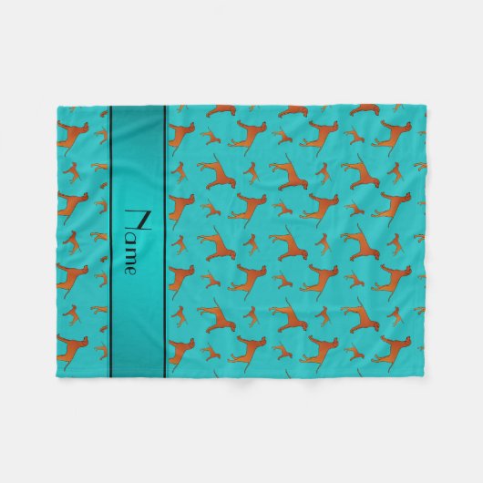 名前をカスタムするのターコイズのRhodesianのridgeback犬 フリースブランケット (正面(横))