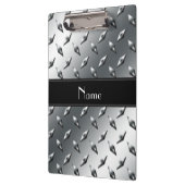 名前をカスタムするのダイヤモンドのプレートの鋼鉄黒のストライブ柄 クリップボード (左)