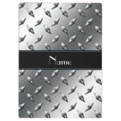 名前をカスタムするのダイヤモンドのプレートの鋼鉄黒のストライブ柄 クリップボード (裏面)