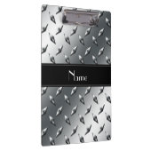 名前をカスタムするのダイヤモンドのプレートの鋼鉄黒のストライブ柄 クリップボード (右)