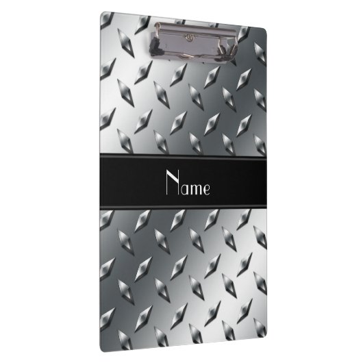 名前をカスタムするのダイヤモンドのプレートの鋼鉄黒のストライブ柄 クリップボード (右)