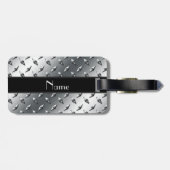 名前をカスタムするのダイヤモンドのプレートの鋼鉄黒のストライブ柄 ラゲッジタグ (裏面横)
