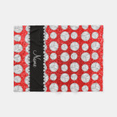 名前をカスタムするのネオン赤いグリッターのバレーボール フリースブランケット (正面(横))