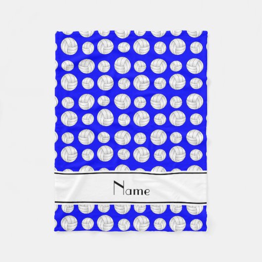 名前をカスタムするのネオン青いバレーボール フリースブランケット (正面)