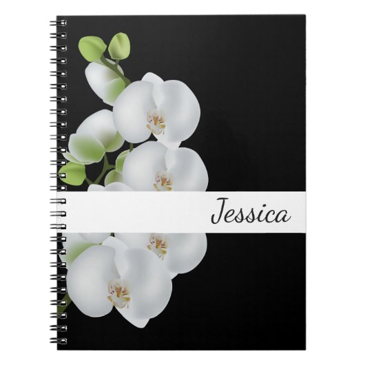 名前をカスタムするのノート白の蘭 ノートブック (正面)