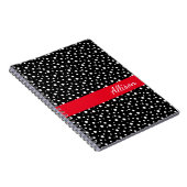 名前をカスタムするのノート黒く及び白い水玉模様 ノートブック (右側)