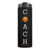 名前をカスタムするのバスケットボールのコーチの黒 タンブラー (正面)