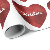 名前をカスタムするのバレンタインのハートのラベルの紙 ラッピングペーパー (ロールコーナー)