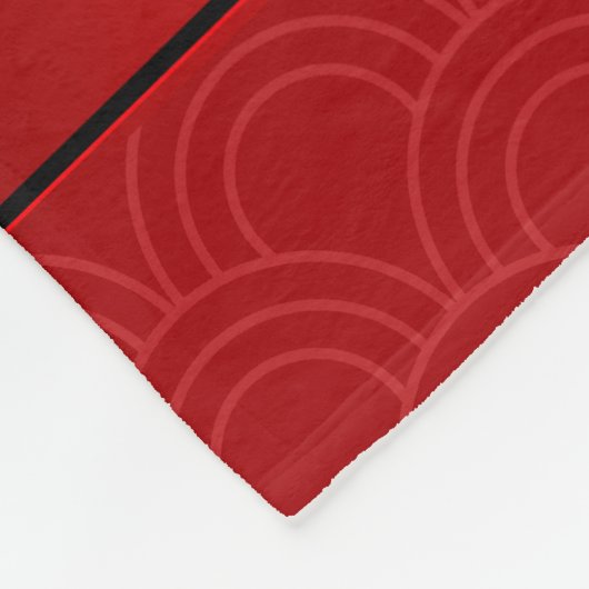 名前をカスタムするのバレーボールの黒の赤の半円 フリースブランケット (角)