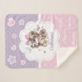 名前をカスタムするのパステル調の水彩画のかわいい子犬の女の子 シェルパブランケット (正面(横))