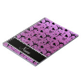 名前をカスタムするのパステル調の紫色のグリッターのフィギュアスケート ノートブック (左側)