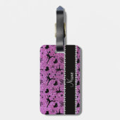 名前をカスタムするのパステル調の紫色のグリッターのフィギュアスケート ラゲッジタグ (裏面縦)