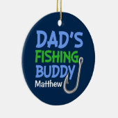 名前をカスタムするのパパの魚釣りの相棒の男の子のオーナメント セラミックオーナメント (右)
