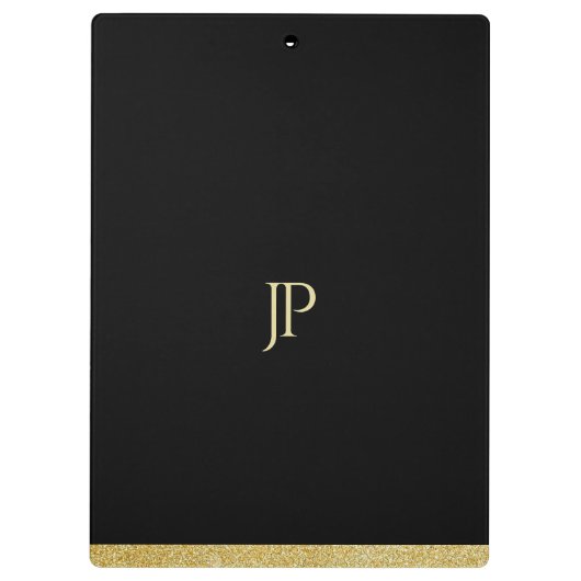 名前をカスタムするのパーソナライズな金ゴールドの文字のモダンのモノグラム クリップボード (裏面)