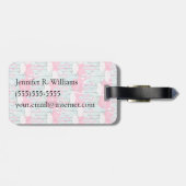 名前をカスタムするのピンクと白のフラミンゴの群れ ラゲッジタグ (裏面横)