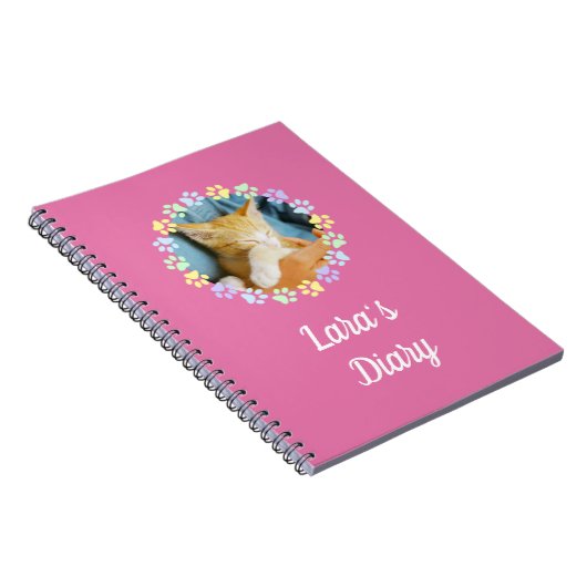 名前をカスタムするのピンクのかわいい足ペットの日記 ノートブック (右側)