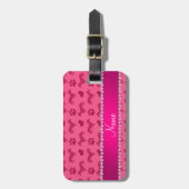 名前をカスタムするのピンクのダックスフントのハートの足 ラゲッジタグ (正面縦)