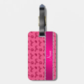 名前をカスタムするのピンクのダックスフントのハートの足 ラゲッジタグ (裏面縦)