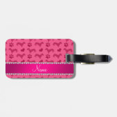 名前をカスタムするのピンクのダックスフントのハートの足 ラゲッジタグ (裏面横)