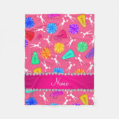 名前をカスタムするのピンクのチアリーティングのポンポン フリースブランケット (正面)