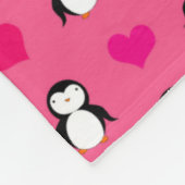 名前をカスタムするのピンクのペンギンのインディゴの紫色のグリッター フリースブランケット (角)