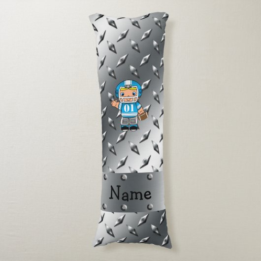 名前をカスタムするのフットボール選手の銀のダイヤモンドのプレート ボディピロー (正面縦)
