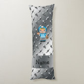 名前をカスタムするのフットボール選手の銀のダイヤモンドのプレート ボディピロー (裏面 (縦))