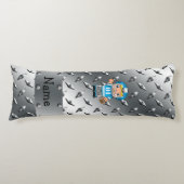 名前をカスタムするのフットボール選手の銀のダイヤモンドのプレート ボディピロー (正面)