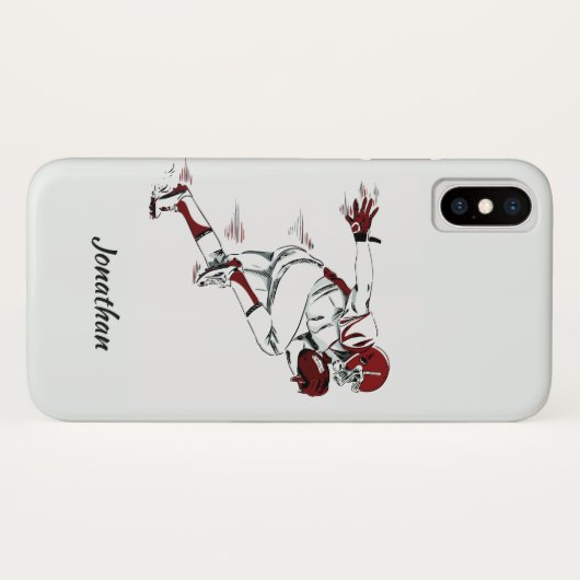 名前をカスタムするのフットボール選手の電話箱 Case-Mate iPhoneケース (裏面(横))