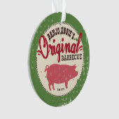 名前をカスタムするのブタのポーク肉BBQのクリスマスのオーナメント オーナメント (正面)