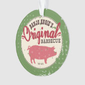 名前をカスタムするのブタのポーク肉BBQのクリスマスのオーナメント オーナメント (正面)
